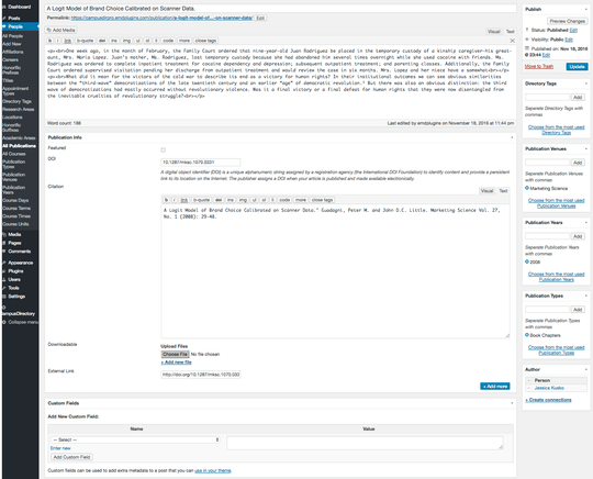 Campus Directory Pro WordPress plugin offers easy to use publication edit screen Campus Directory Pro WordPress plugin offers easy to use publication edit screen