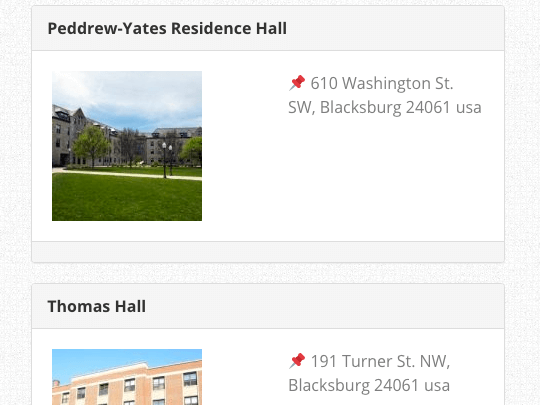 Campus Directory Pro WordPress plugin location list in stacked view Campus Directory Pro WordPress plugin location list in stacked view